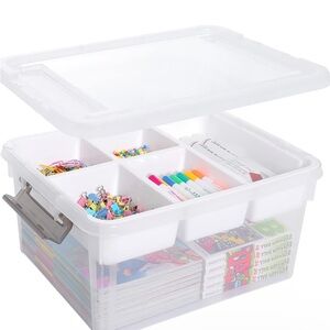 Citylife 17 QT Plastic Storage Box with Removable Tray Clear storage Container